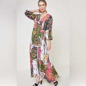 Hayden Multicolor Floral Maxi Wrap Dress Size Large Resort Vacation Dress